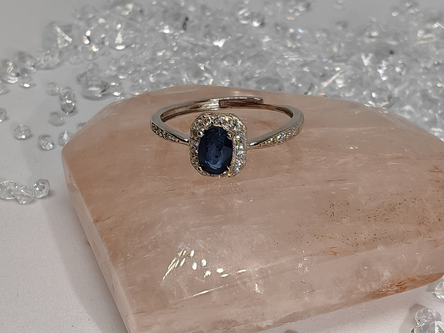 The Deep Blue - Sapphire - Sterling Silver Adjustable Ring up to Size Q
