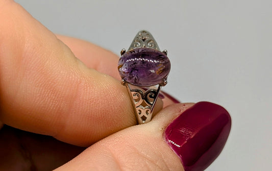 Aurora Night Sky - An Auralite Stone with Carved Sterling Silver Adjustable Band (U)