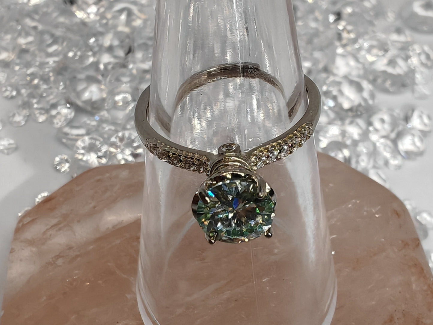 Heart Tower Moissanate - Sterling Silver Adjustable Ring up to Size R