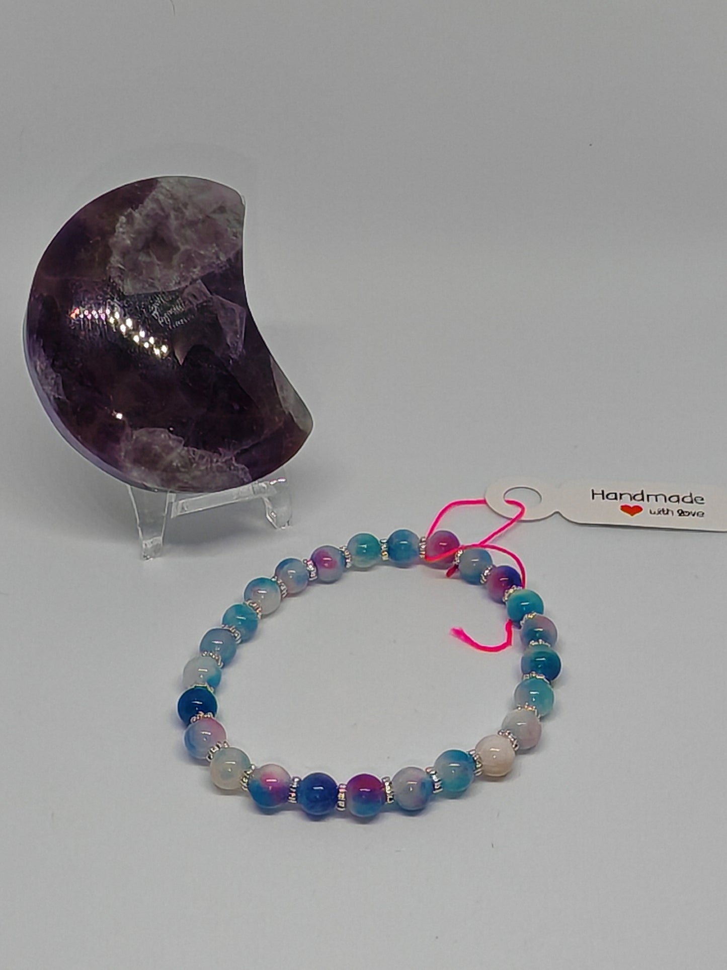 Red/blue Chalcedony natural stone bracelet