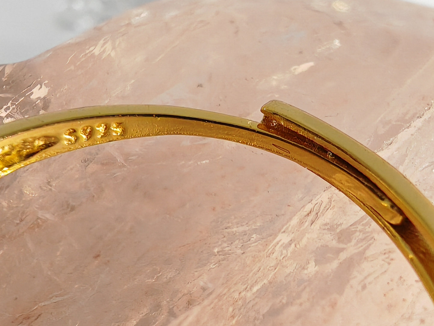 The Golden Pearl - Sterling Silver Adjustable Ring up to Size R - Gold Plated