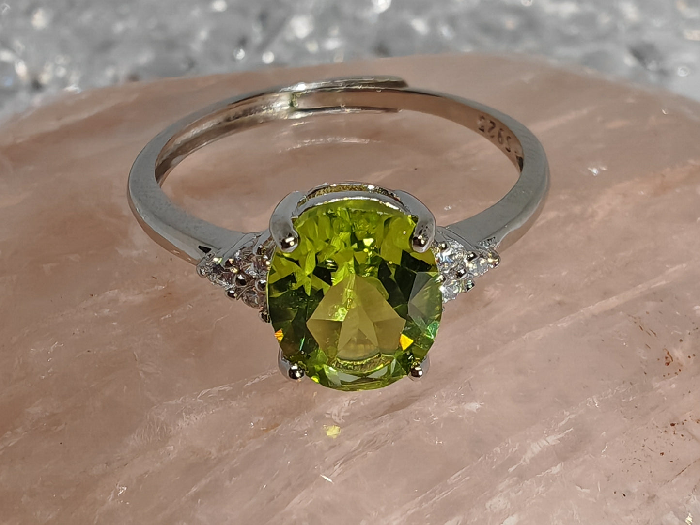 Cleopatra Citrine or Peridot - Sterling Silver Adjustable Ring up to Size U