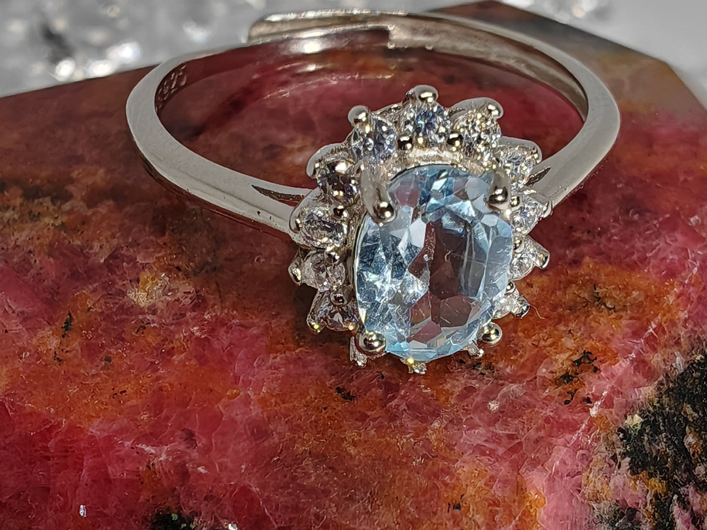 Frosty Topaz - Sterling Silver Adjustable Ring up to Size T