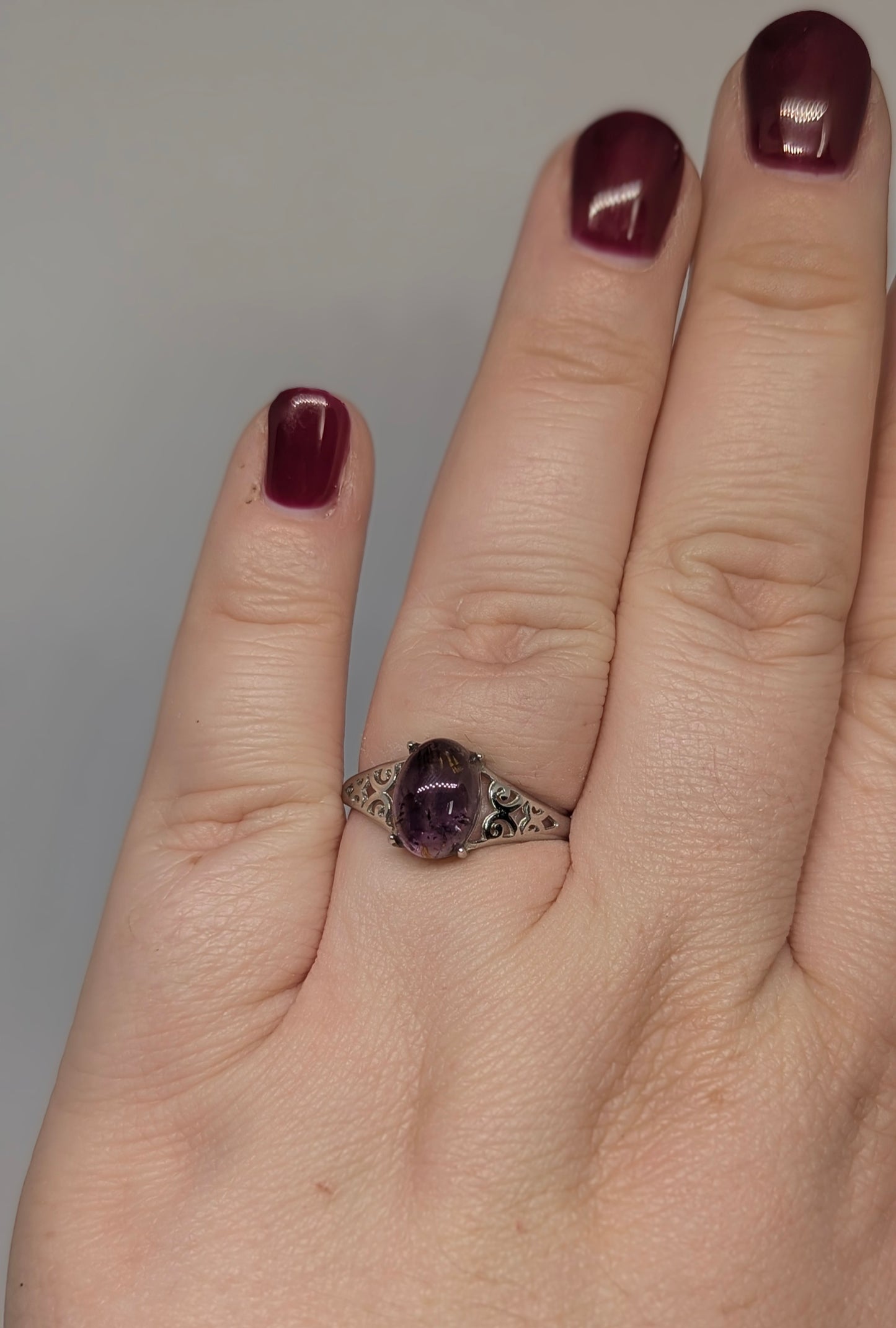 Aurora Night Sky - An Auralite Stone with Carved Sterling Silver Adjustable Band (U)