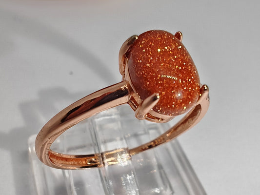 Simply Red Sandstone - Sterling Silver Adjustable Ring up to Size R
