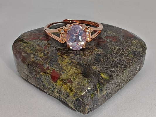 Roses and Lavender - Rose Gold Sterling Silver and Lavender Quartz - Adjustable up to Size S