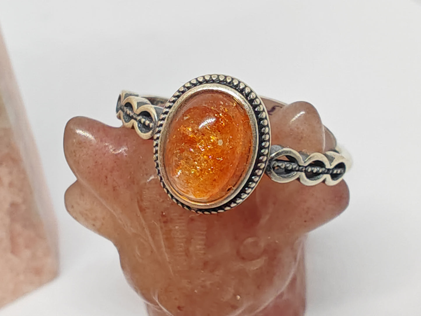 Oval Amethyst/ Sunstone/ Garnet Vintage - A Vintage Look with a Beaded Frame up to Size (R)