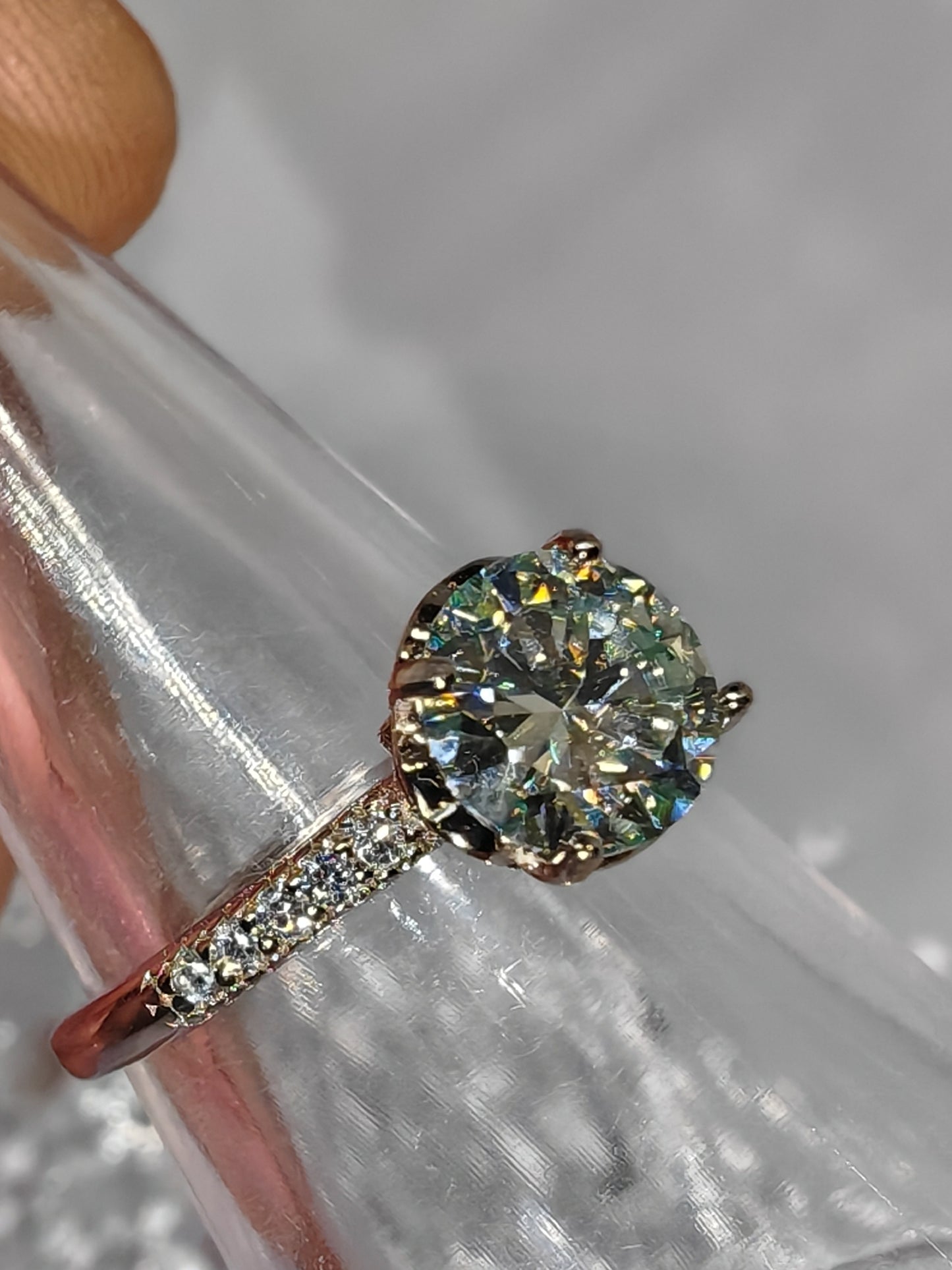 Heart Tower Moissanate - Sterling Silver Adjustable Ring up to Size R