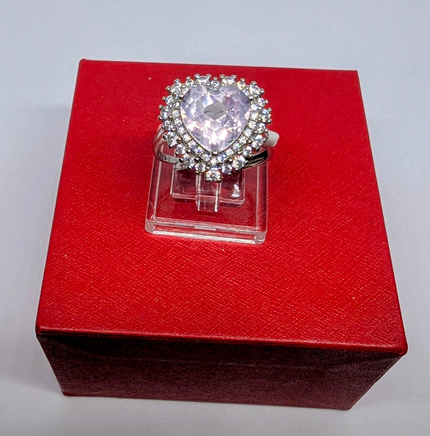 Lavender Heart Bouquet - Lavender in Sterling Silver - Adjustable up to Size T