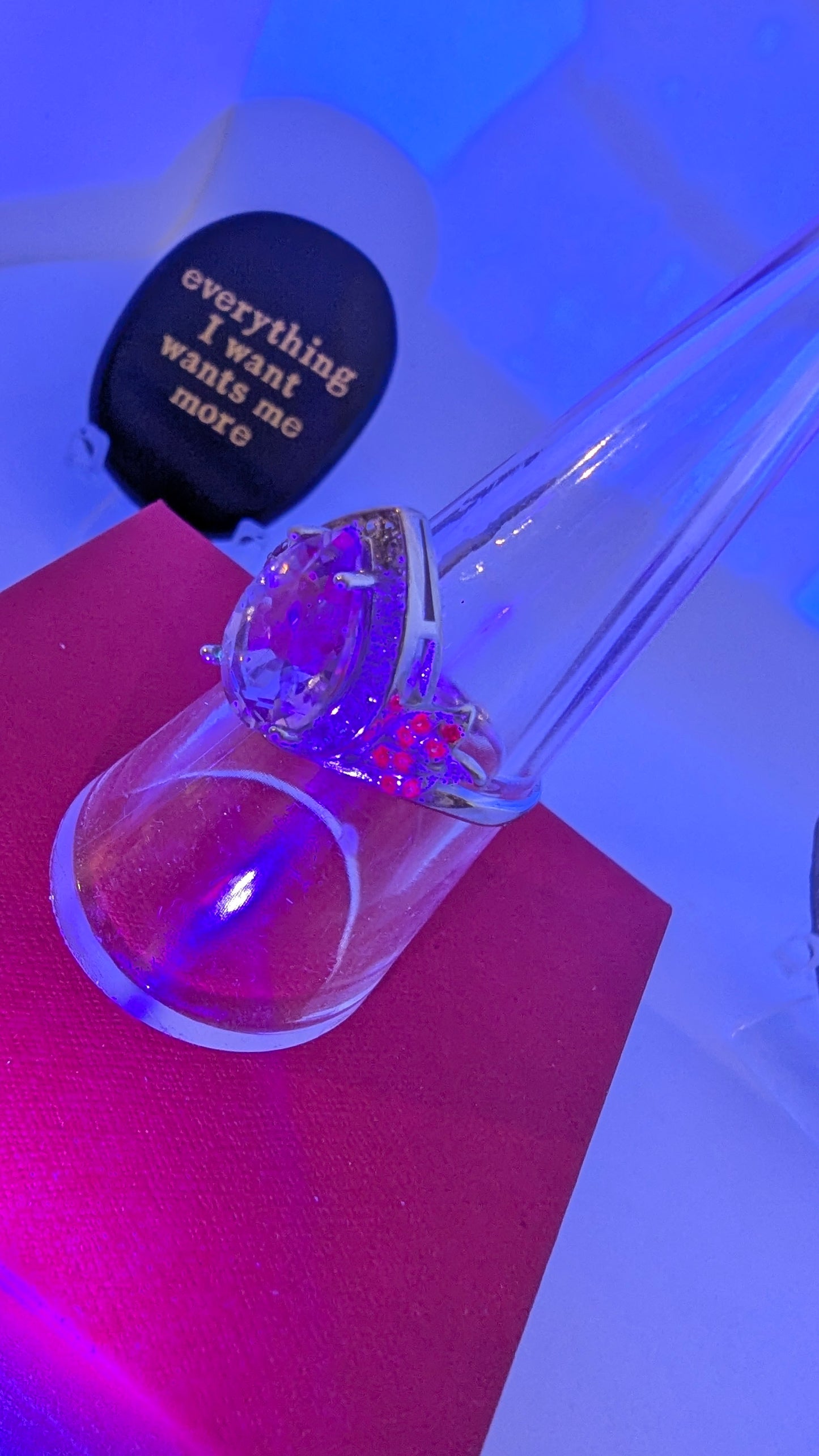 Lavender and Ruby Fantasy - Sterling Silver Adjustable Ring up to Size T