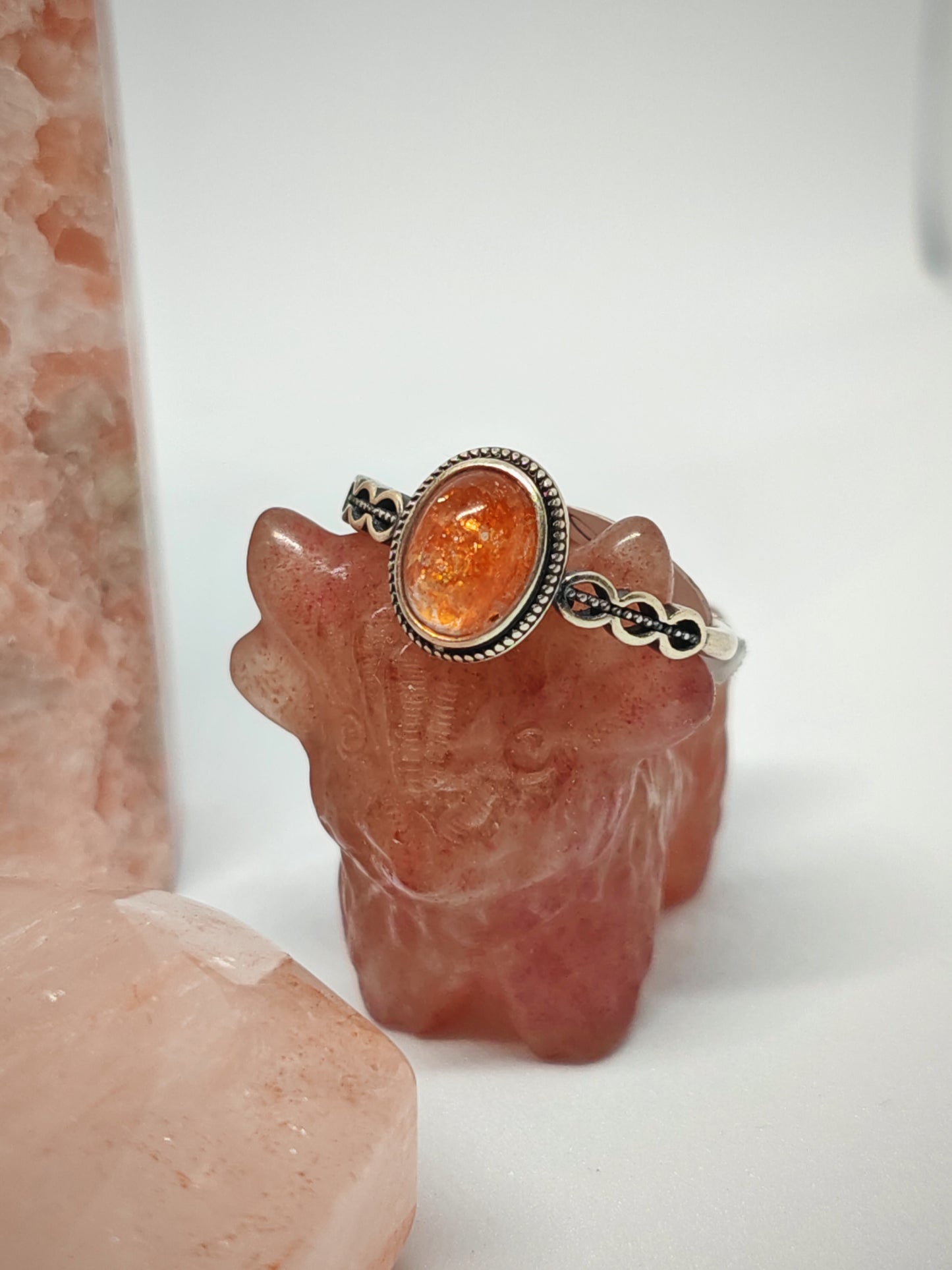 Oval Amethyst/ Sunstone/ Garnet Vintage - A Vintage Look with a Beaded Frame up to Size (R)