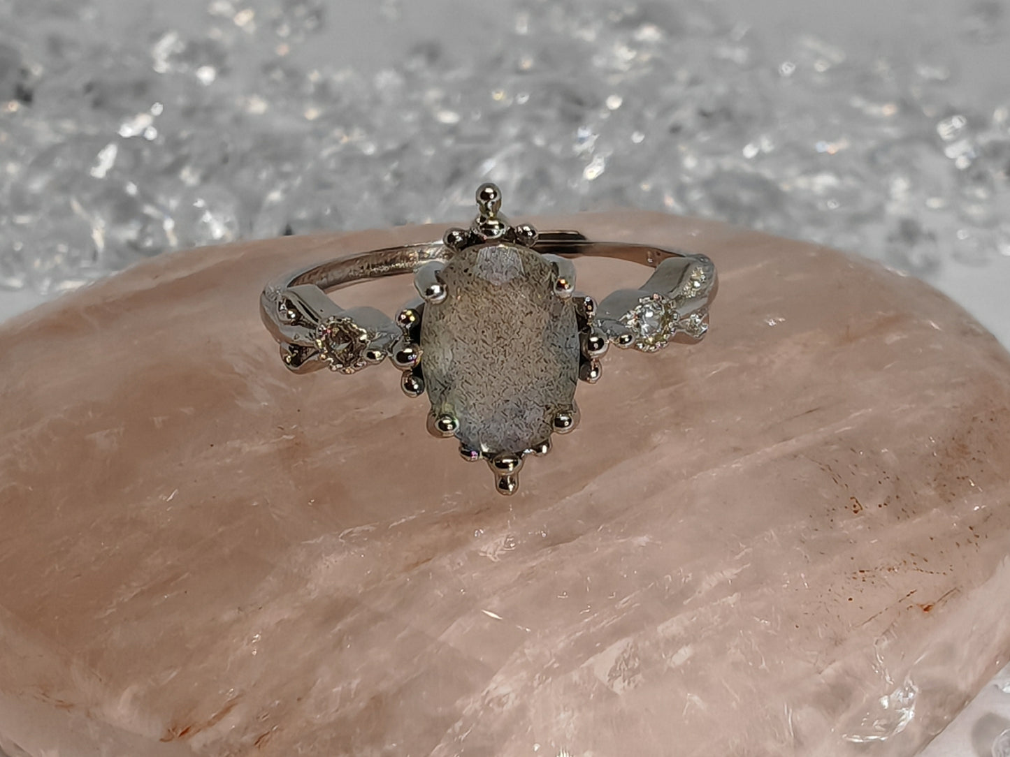 Mirror Mirror - Lab - Sterling Silver Adjustable Ring up to Size S