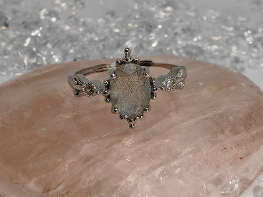 Mirror Mirror - Lab - Sterling Silver Adjustable Ring up to Size S