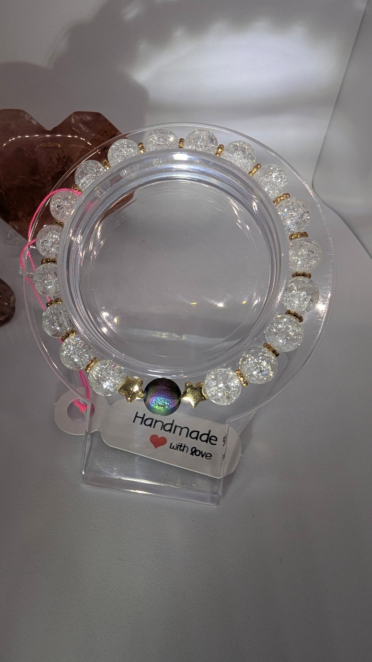 Celestial Glow Bracelet – Peacock Agate & Cracked Quartz