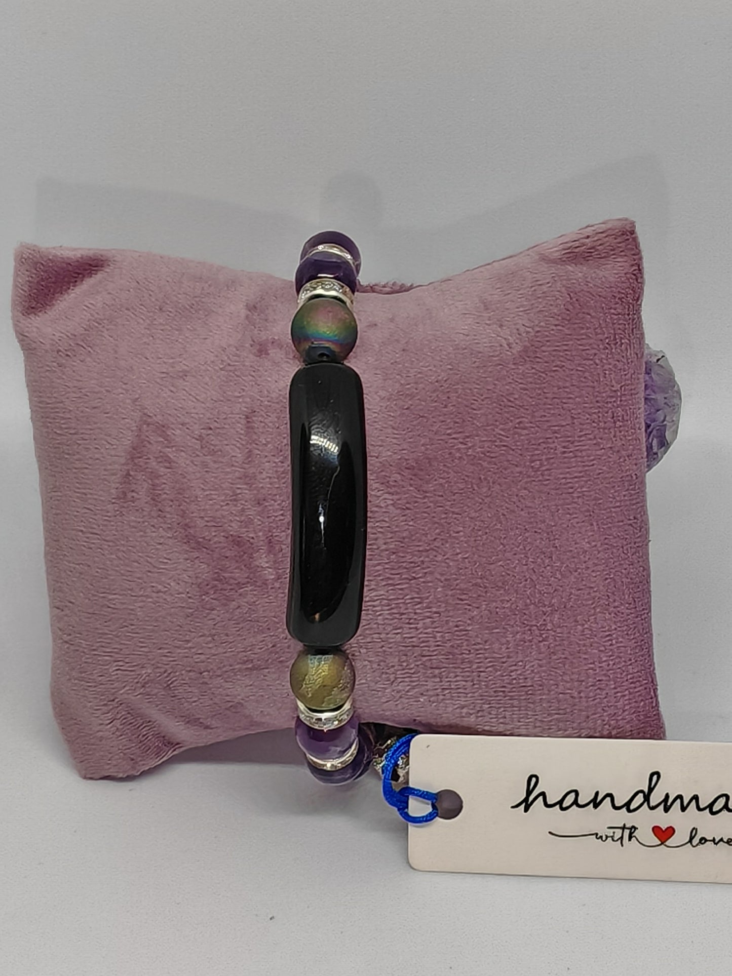 The Obsidian Peacock - Handmade Adjustable Braclet