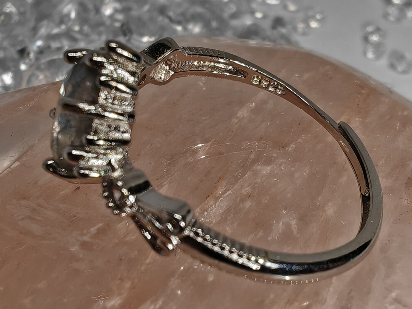 Mirror Mirror - Lab - Sterling Silver Adjustable Ring up to Size S