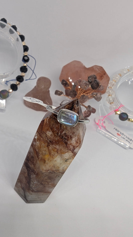 Flashy Labradorite - Adjustable Sterling silver S925 up to a size S