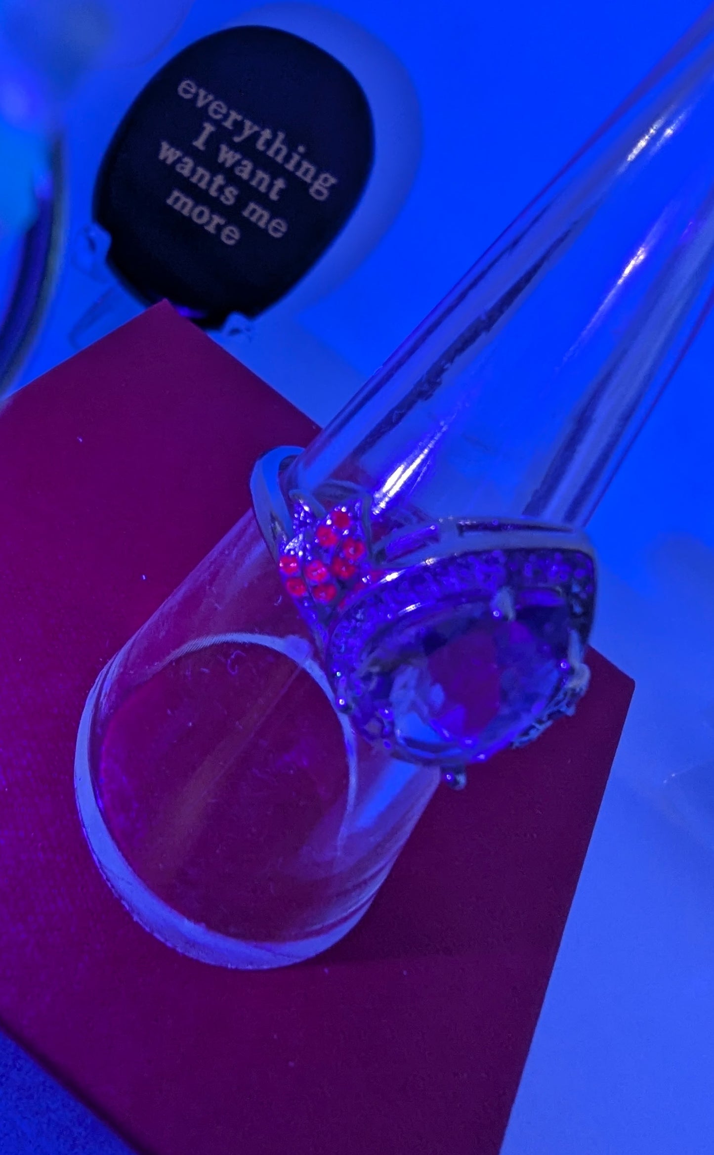 Lavender and Ruby Fantasy - Sterling Silver Adjustable Ring up to Size T