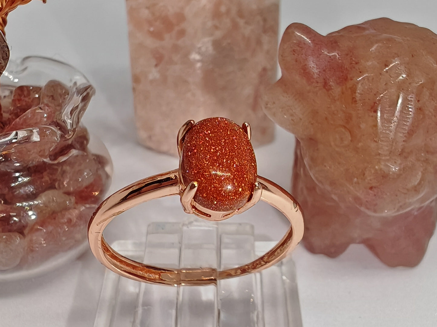 Simply Red Sandstone - Sterling Silver Adjustable Ring up to Size R