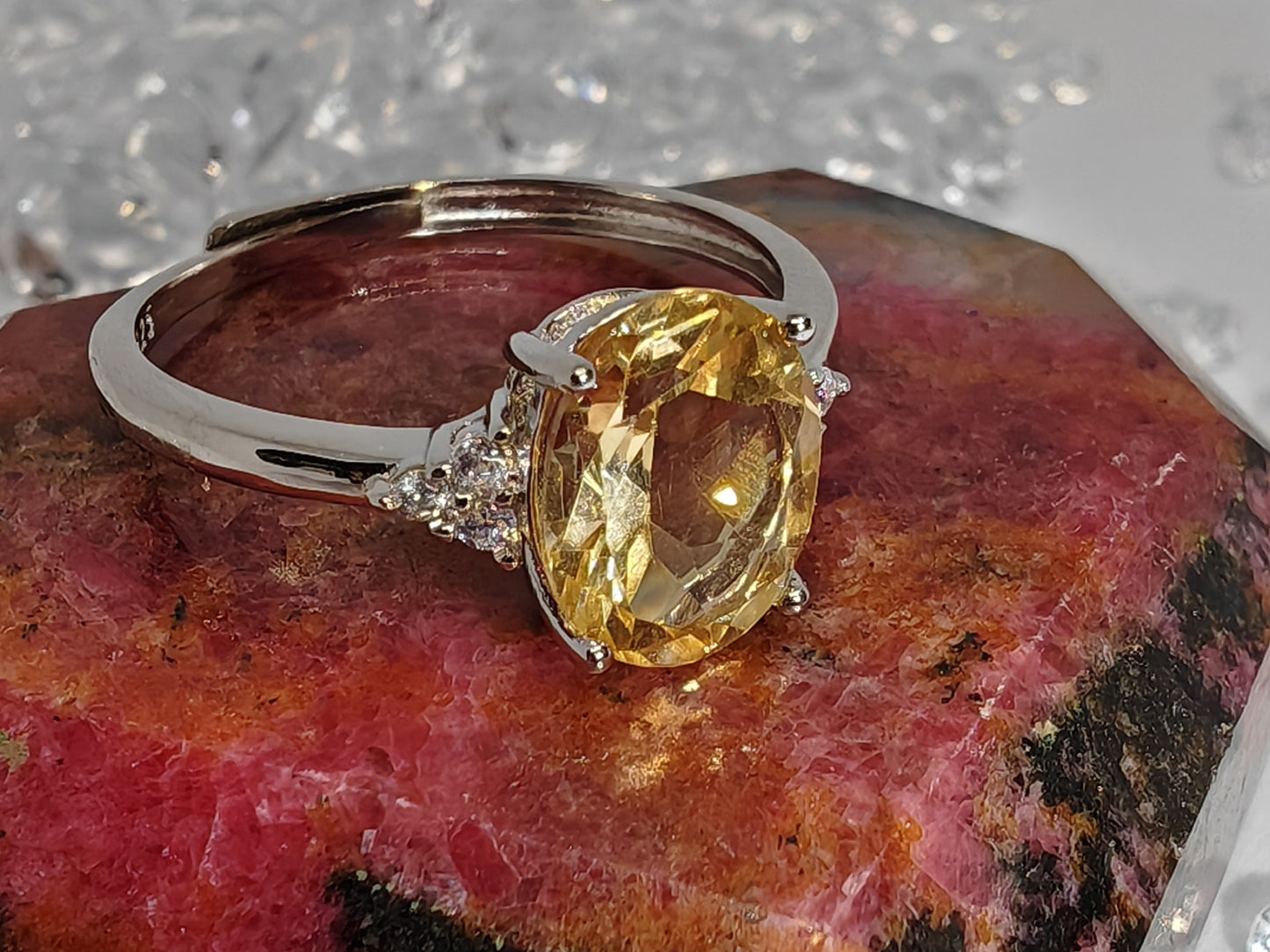 Cleopatra Citrine or Peridot - Sterling Silver Adjustable Ring up to Size U