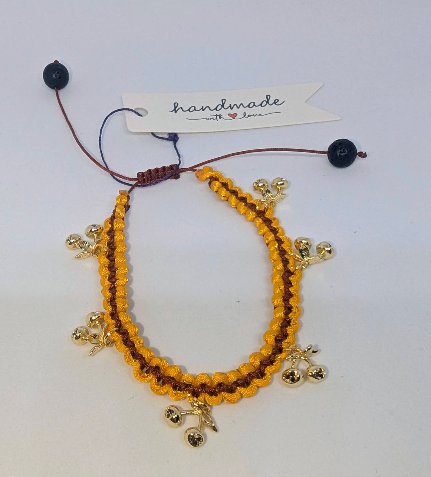 Honeycomb Cherries - Adjustable Bracelet - Handmade