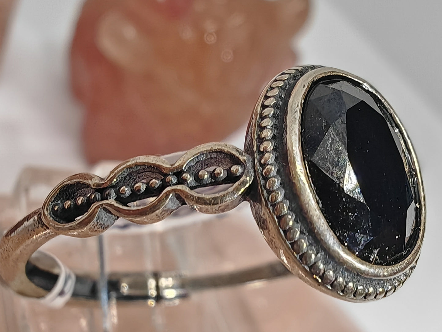 Oval Amethyst/ Sunstone/ Garnet Vintage - A Vintage Look with a Beaded Frame up to Size (R)