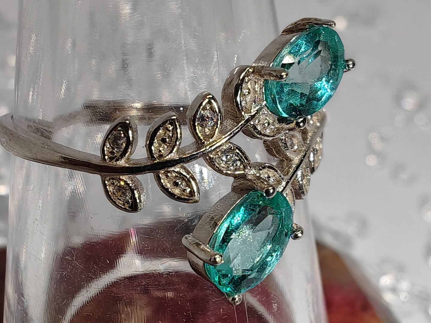 Topaz Flowers - Sterling Silver Adjustable Ring up to Size S
