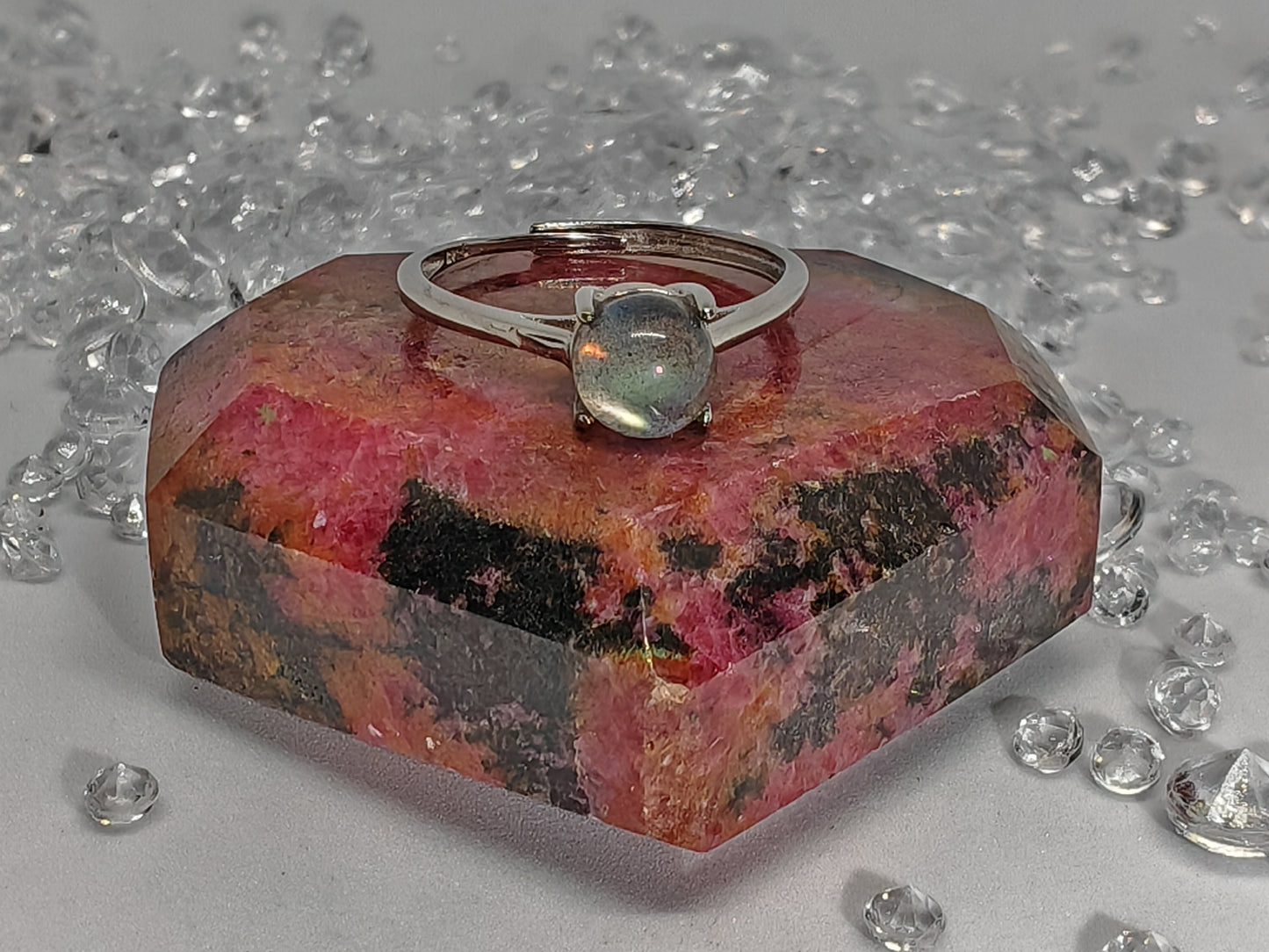 Labradorite Globes - Sterling Silver Adjustable Ring up to Size R