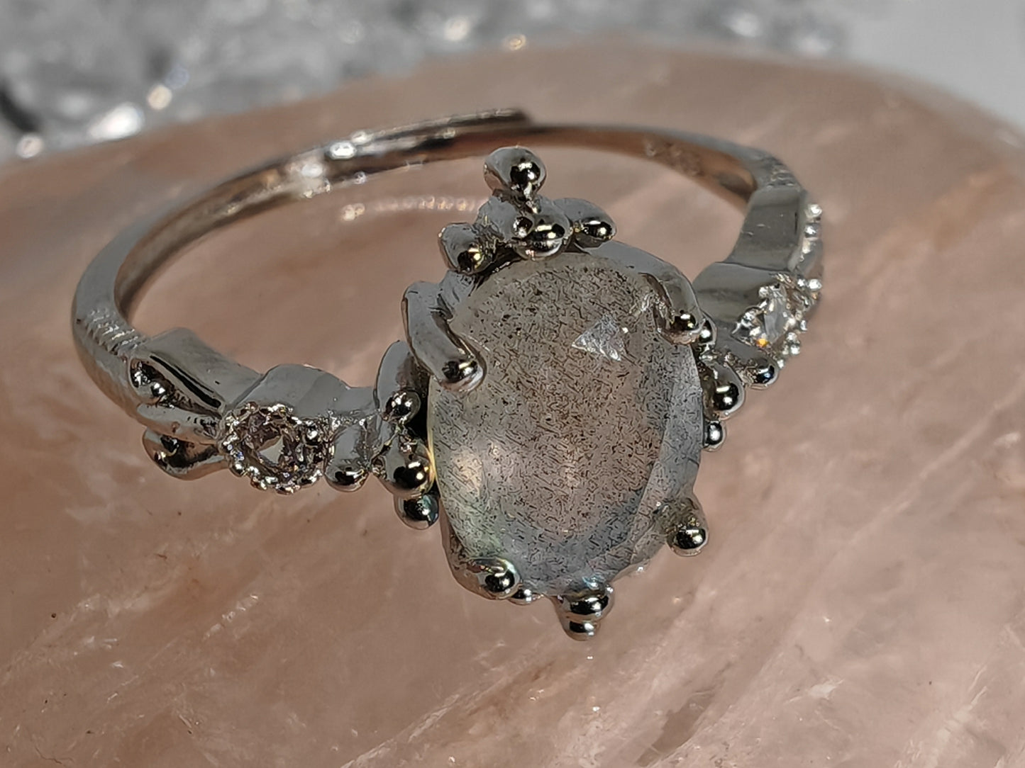 Mirror Mirror - Lab - Sterling Silver Adjustable Ring up to Size S