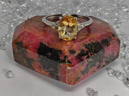 Cleopatra Citrine or Peridot - Sterling Silver Adjustable Ring up to Size U