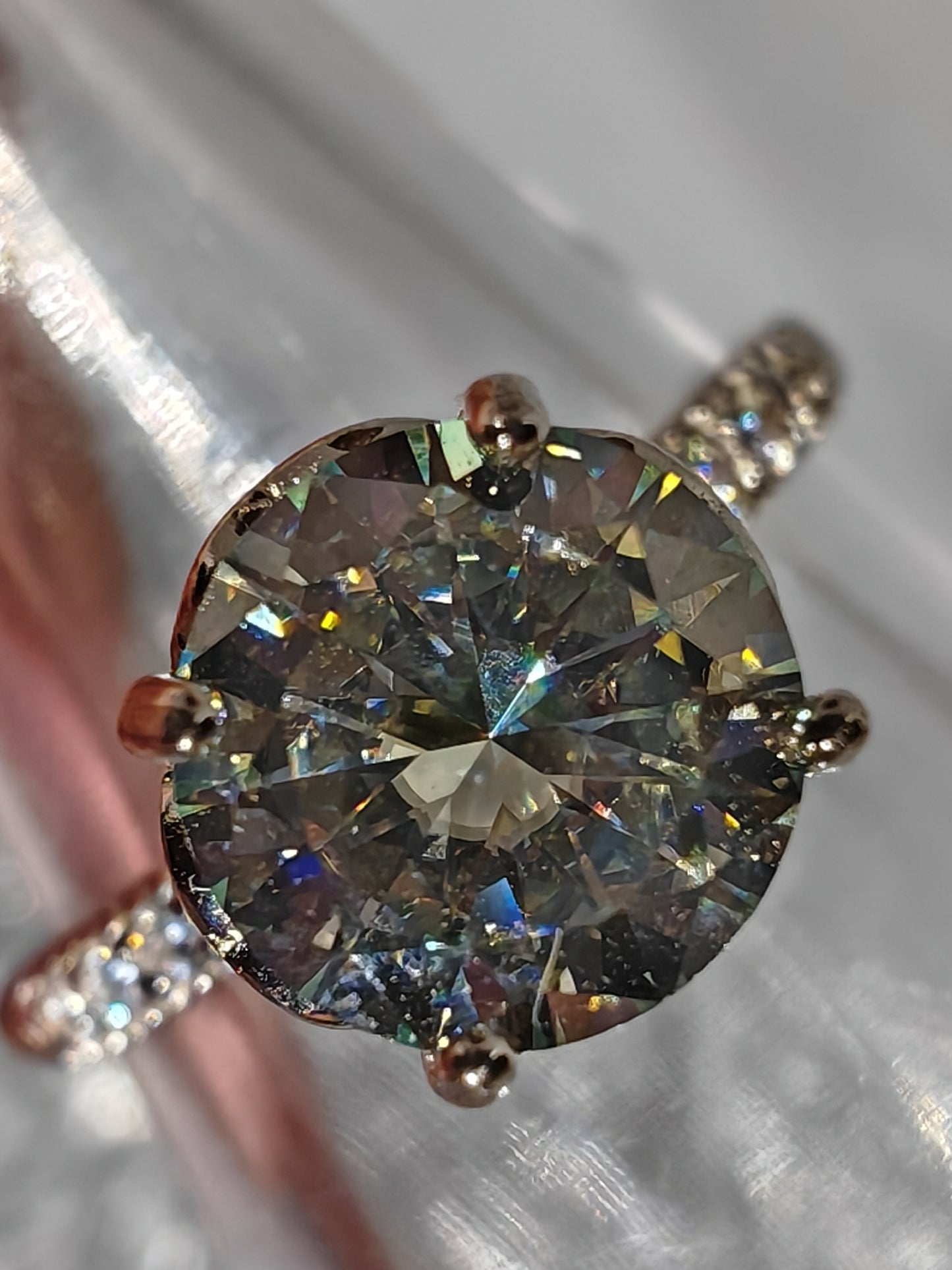 Heart Tower Moissanate - Sterling Silver Adjustable Ring up to Size R