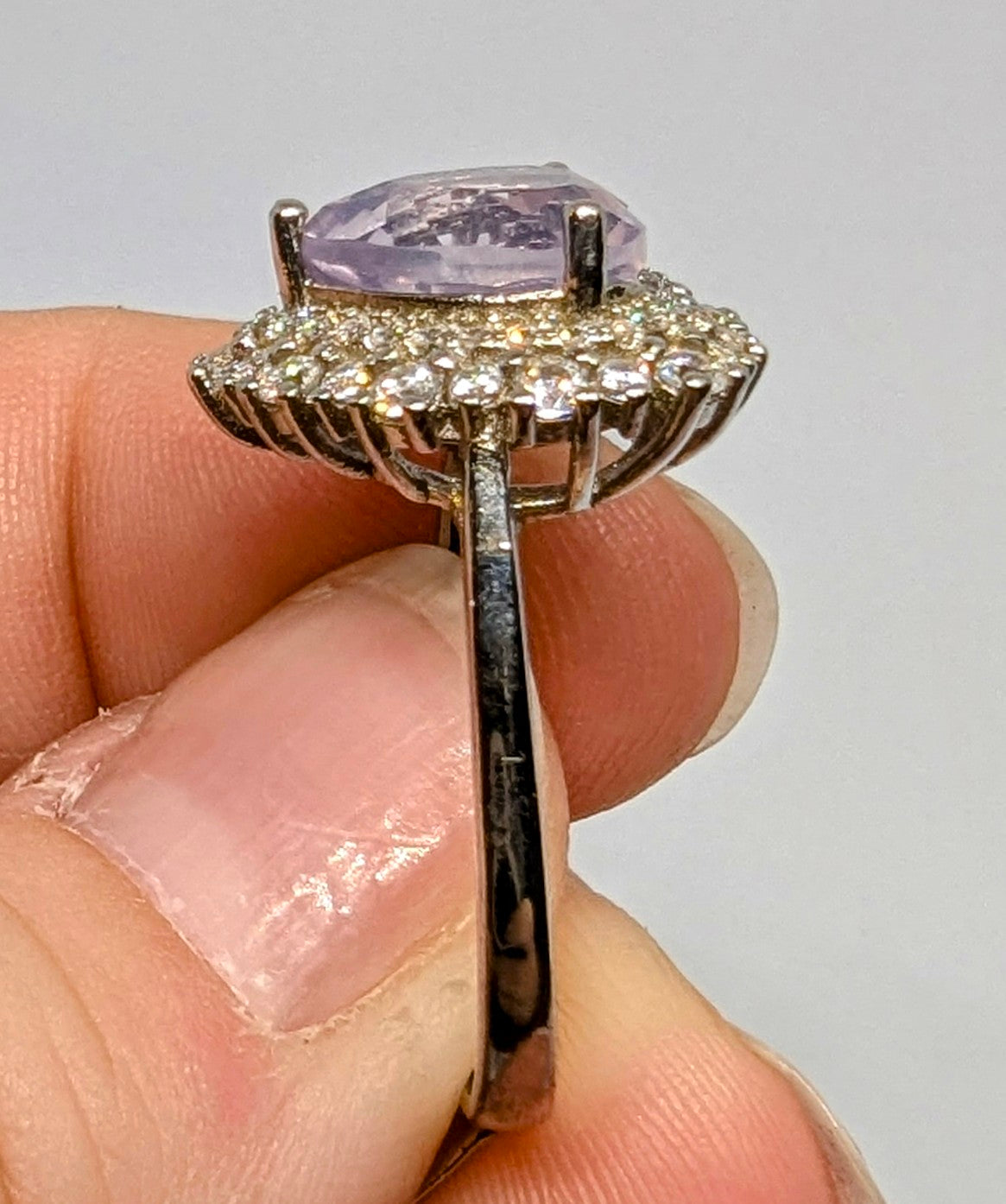 Lavender Heart Bouquet - Lavender in Sterling Silver - Adjustable up to Size T