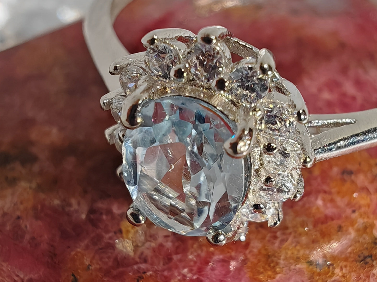 Frosty Topaz - Sterling Silver Adjustable Ring up to Size T