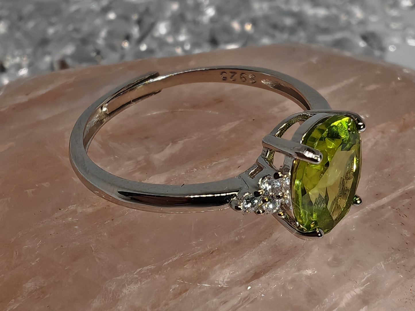 Cleopatra Citrine or Peridot - Sterling Silver Adjustable Ring up to Size U