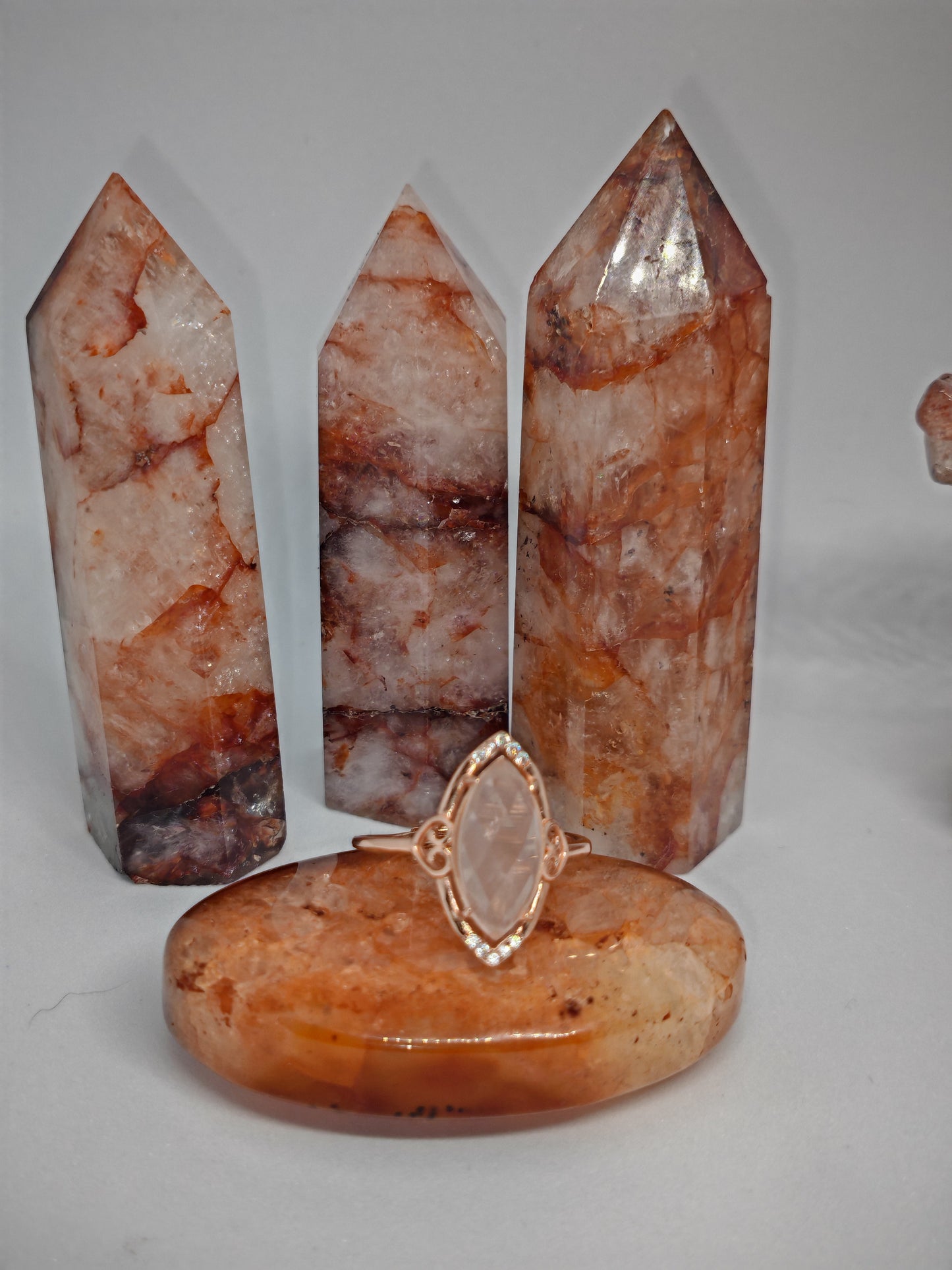 Queen of Rose Quartz - Rose Gold Sterling Silver Adjustable Ring up to Size T