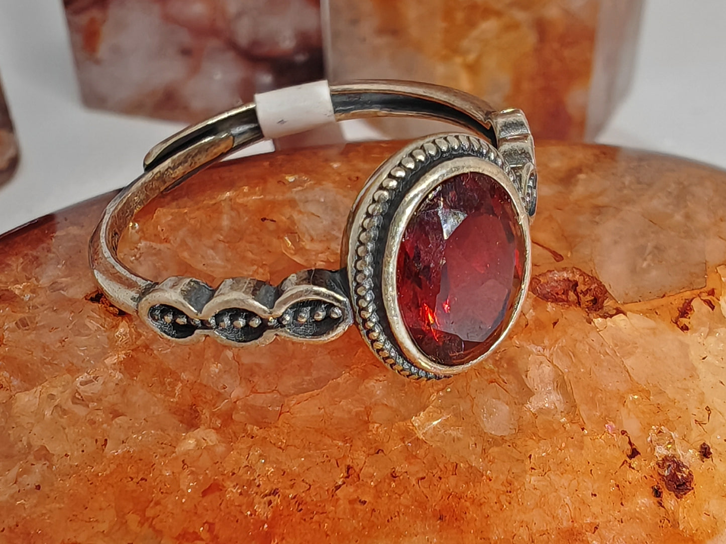 Oval Amethyst/ Sunstone/ Garnet Vintage - A Vintage Look with a Beaded Frame up to Size (R)