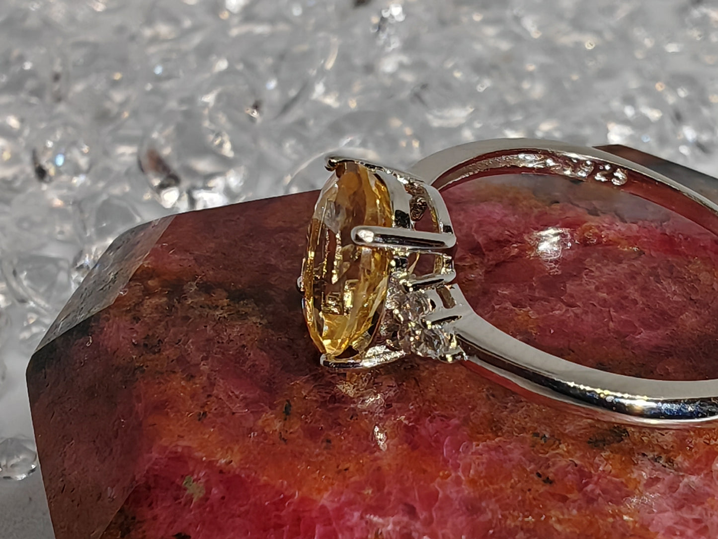 Cleopatra Citrine or Peridot - Sterling Silver Adjustable Ring up to Size U