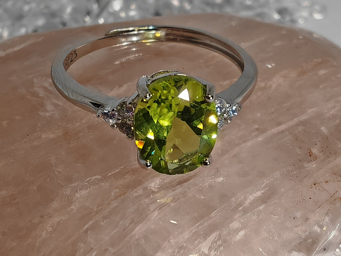 Cleopatra Citrine or Peridot - Sterling Silver Adjustable Ring up to Size U