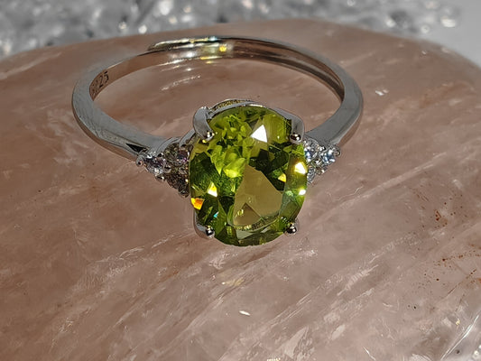 Cleopatra Citrine or Peridot - Sterling Silver Adjustable Ring up to Size U